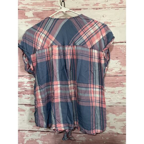 Como Blu Size Large Blouse Plaid - Picture 6 of 9